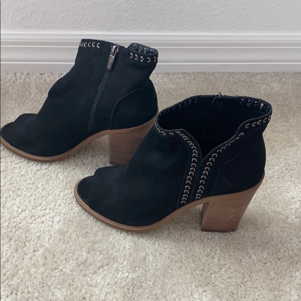 Vince Camuto Black peep toe booties .